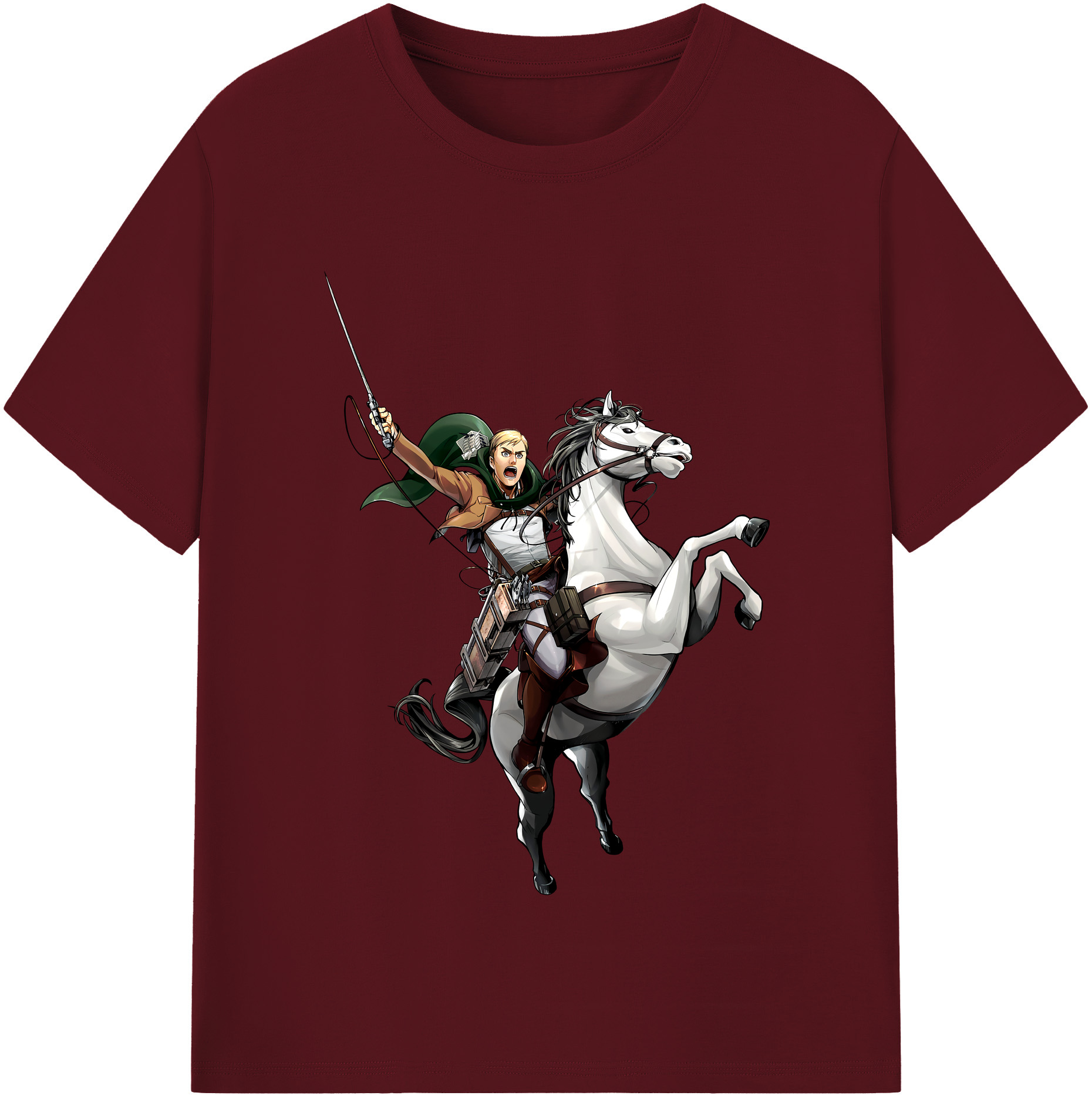 （画像用） 進撃の巨人 エルヴィン・スミス Attack on Titan Erwin Smith 綿100％半袖Tシャツ（フロントプリント）